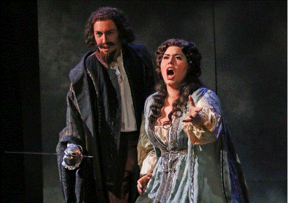Jonas Hacker (AVA '17) and Vanessa Vasquez (AVA '18) in AVA's 2015 production of Don Giovanni. Photo credit Paul Sirochman