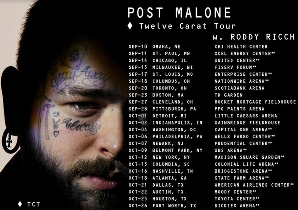 Post Malone's Twelve Carat Tour Will Stop at Wells Fargo Center